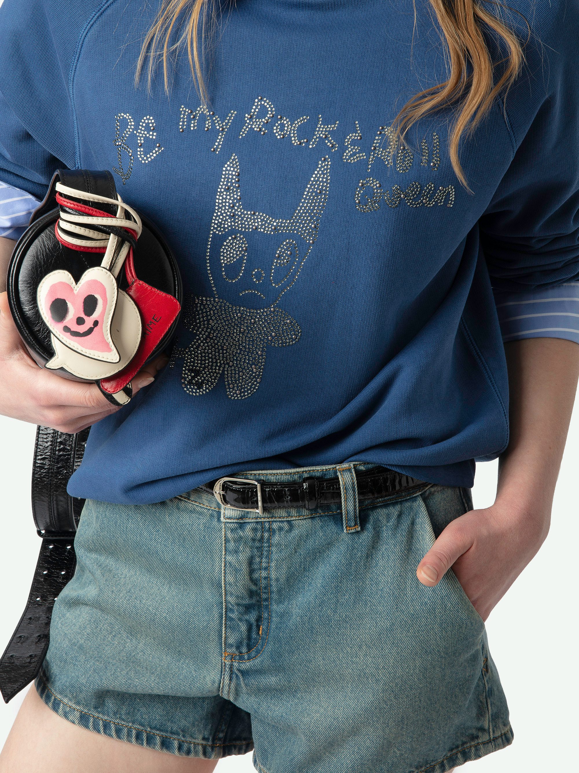 Felpa Upper - Felpa con collo rotondo, stampa frontale e strass - collaborazione con Humberto Cruz.